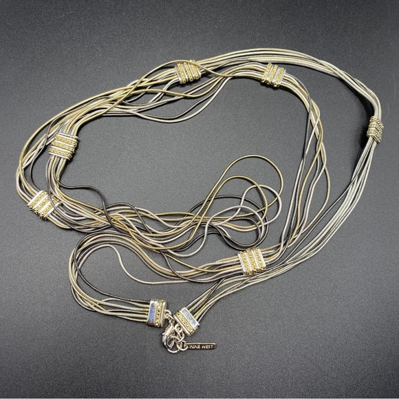 NINE WEST Mixed Metal Multi Strand Long Necklace - Picture 1 of 6
